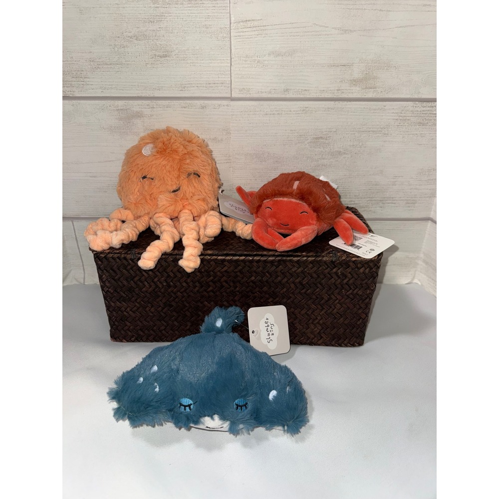Slumberkins Ocean Mini Plush Set Jellyfish Crab Stingray Stuffed Animals NWT